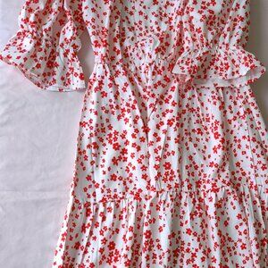 Lula Natura Mini Dress White & Red Size Med